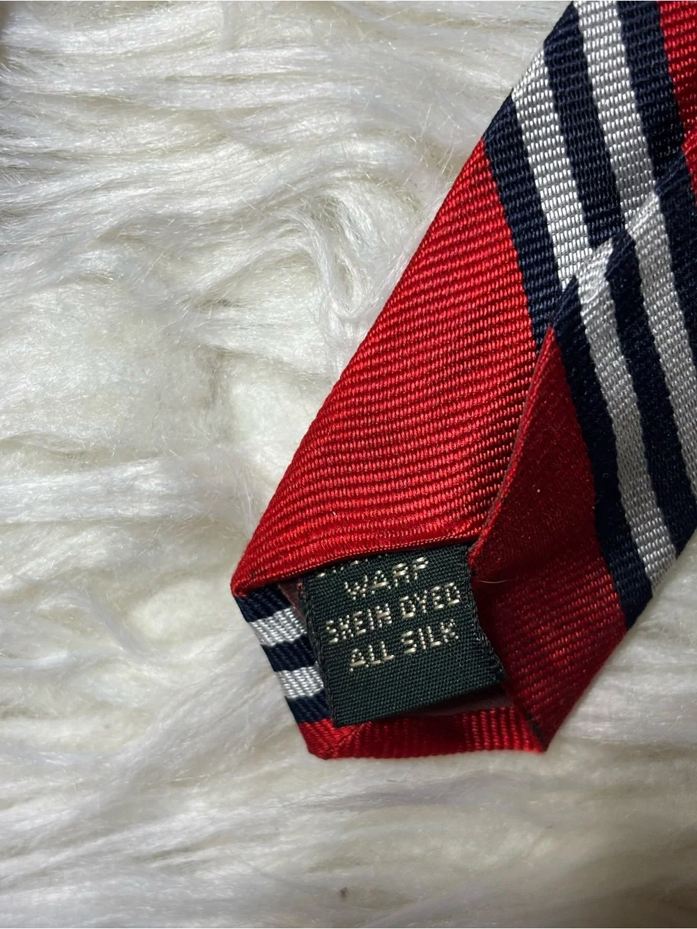 VTG Bert Pulitzer Repp Silk Striped Gray/Navy/Red Men’s Tie Preppy Ivy USA Made